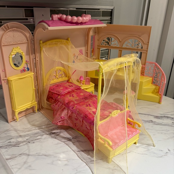 Vintage Mattel Barbie Bed & Bath Carry play set house folds up 1998 - Picture 6 of 16